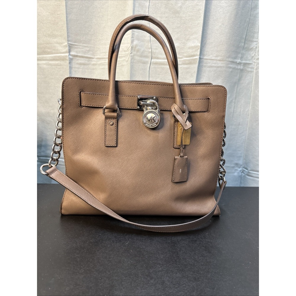 Michael Kors Large Hamilton Tote Bag Lock And Key Pearl Grey South‎ Tote